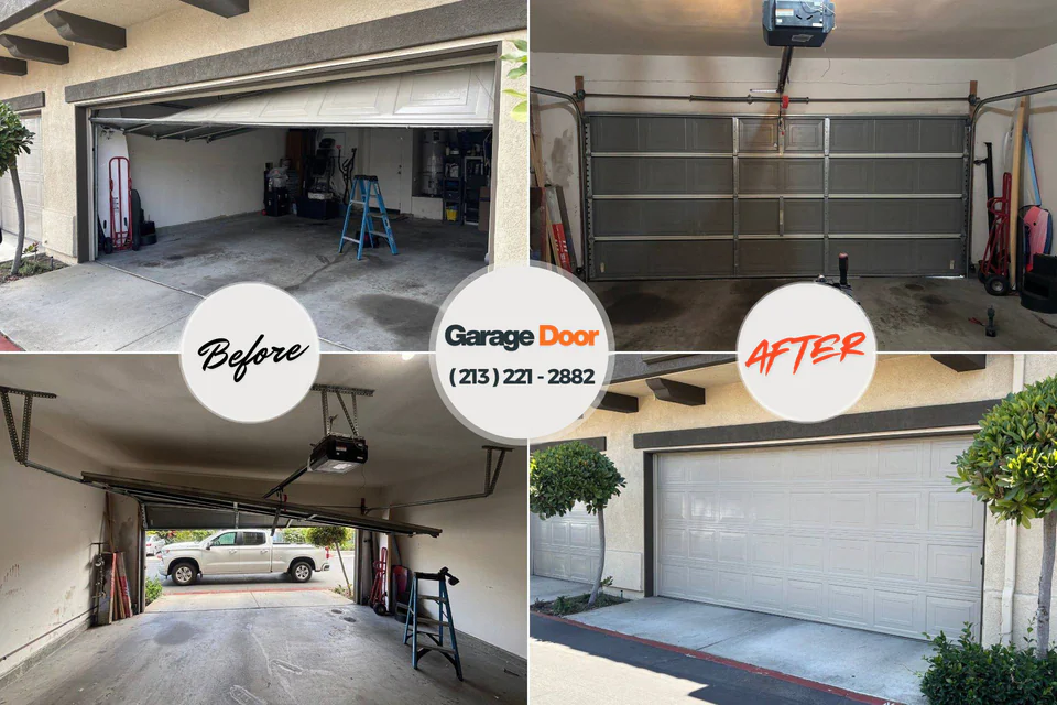 Before and after: garage door repair Kingsford, MI